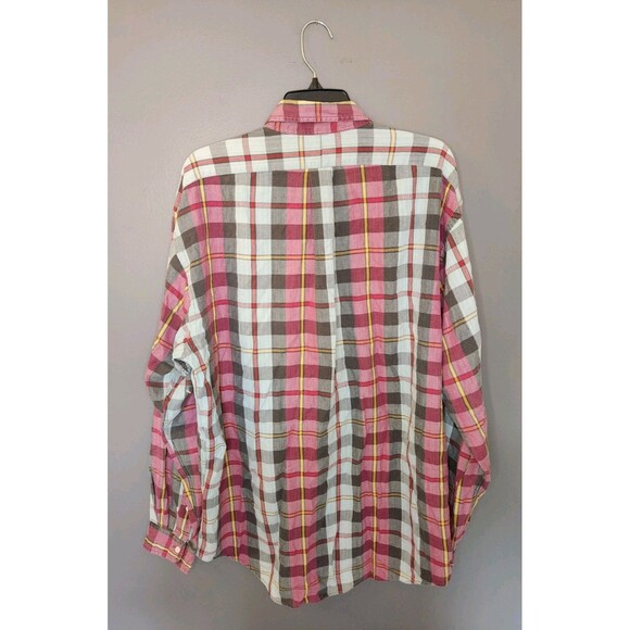 VTG Ralph Lauren Flannel Shirt Men's L Red Gray Long Sleeve Plaid Button Down - Picture 3 of 5